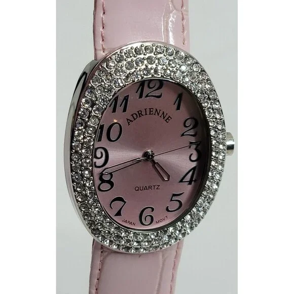 Adrienne Quartz ADR057 Womens Watch Pink Band Diamond Jewel Trim New Battery - Picture 2 of 13